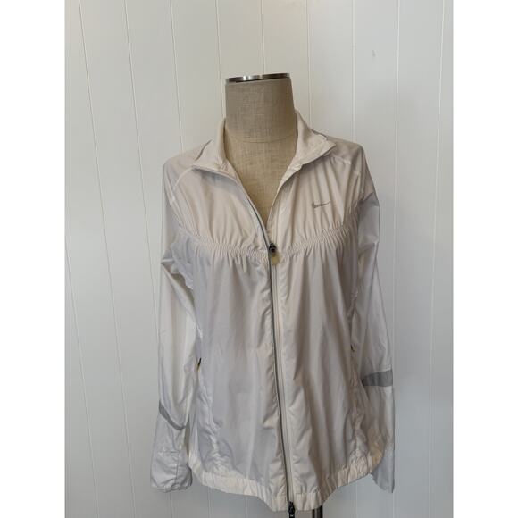 Nike Jacket Womens Large White FitStorm Full Zip Windbreaker Reflective Running - Picture 2 of 15